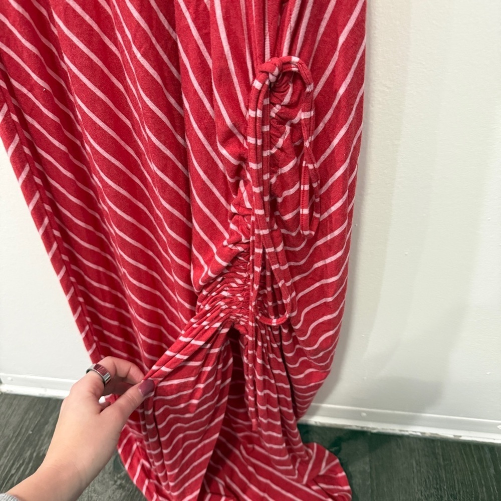 Athleta Red and White Dusty Shark Bite Striped Maxi Dress - Picture 4 of 9